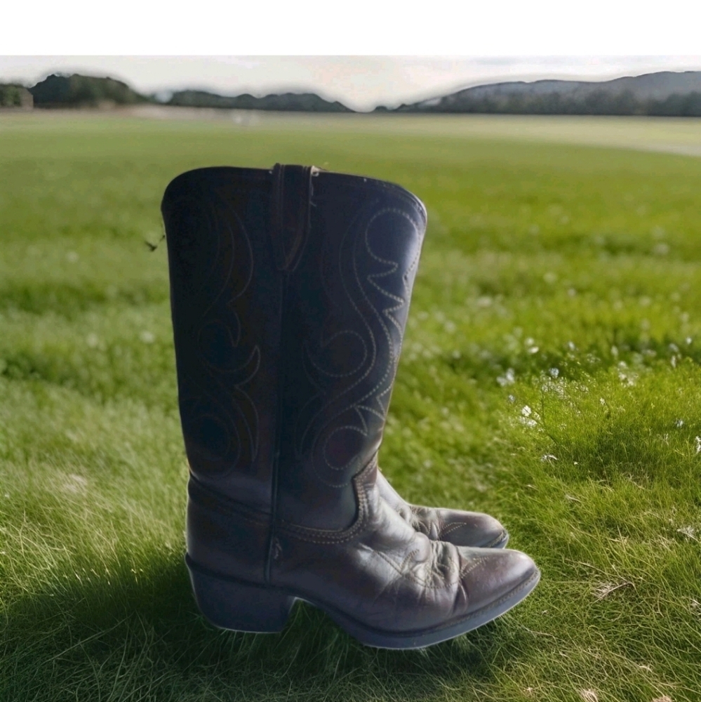 Cowboy Boots Youth Size 4D Brown Leather Manmade Lining